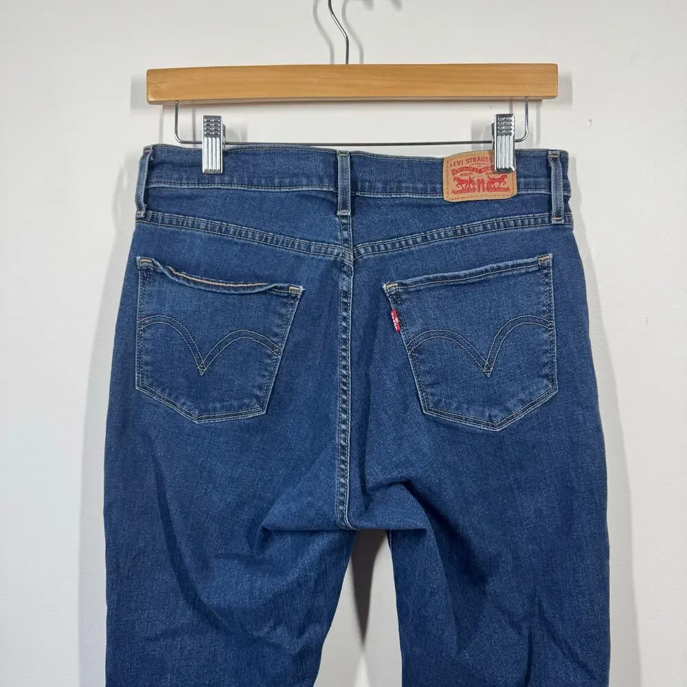 Levi Curvy Bootcut Jeans Women 29 Blue Dark Wash Western Boho Festival Concert